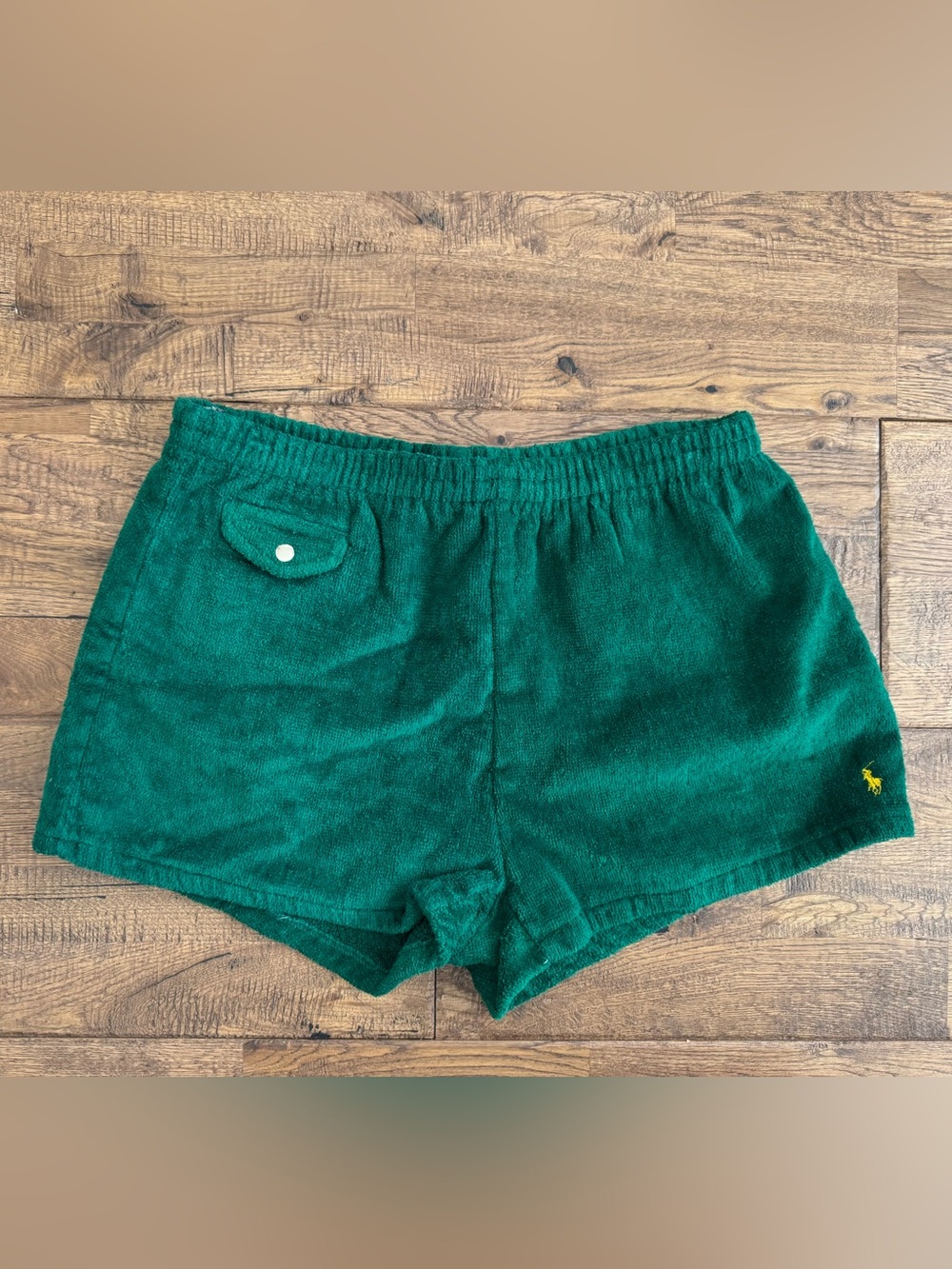 Vintage Polo Ralph Lauren Terry Cloth Swim Trunks Green Men’s L Cotton 2" 7